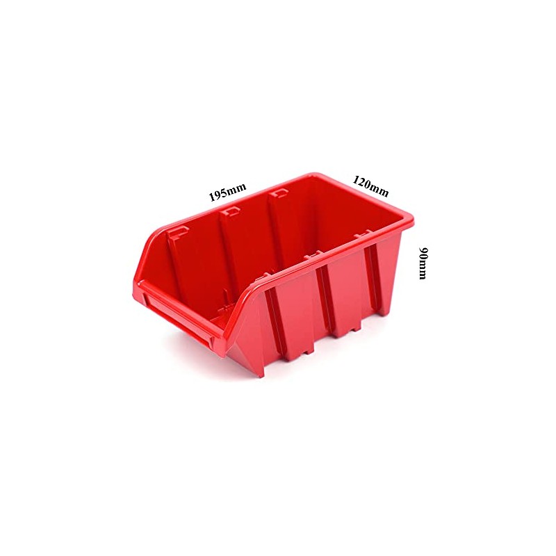 Set of 28 Stacking Boxes for Small Parts, Plastic, Red,