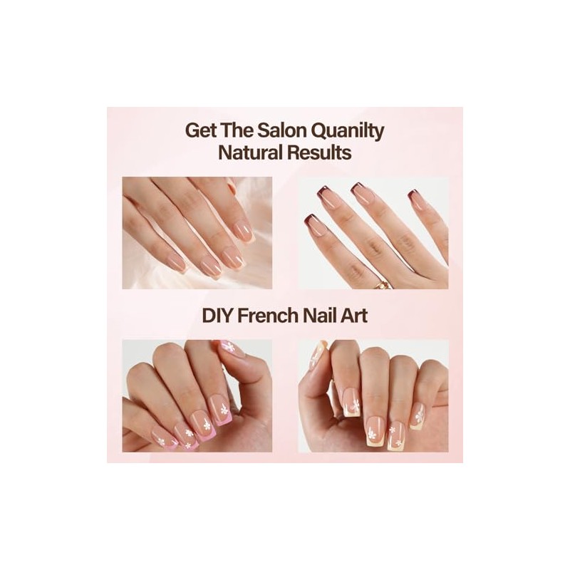 Misssix XBASICTIPS Uñas francesas a presión, 150 piezas cortas y
