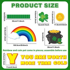 Lonfliness 111Pcs St. Patrick's Day Bulletin Board Classroom Decorations Shamrock Cutouts Gold Coin Bulletin Board for Teacher Nursery Classroom Door Wall Craft Photos Decor St. Patrick Party Supplies