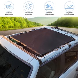 JAKISIMA Sunshade for Ford Bronco, Bimini Top Mesh Sun Shade Bikini Top Cover Compatible with 2021 2022 2023 2024 2025 2026 Ford Bronco 4 Door Accessories,Fit Hard Top Soft Top (Black)