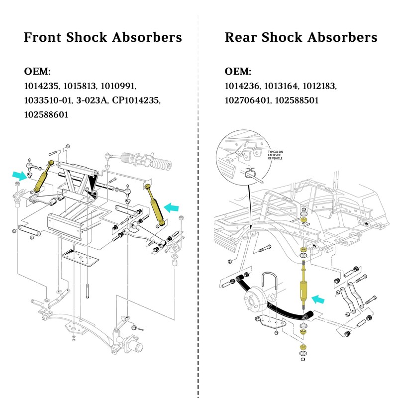 10L0L Golf Cart Shock Absorbers Kit for Club Car DS