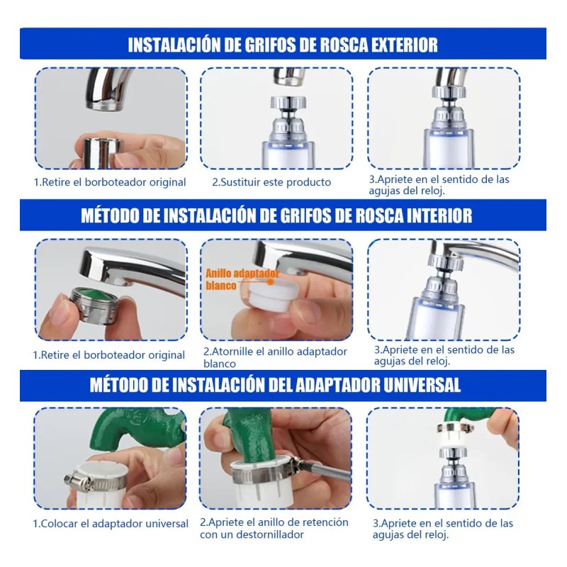 - Filtro De Agua Para Regadera Grifo Fregadero Cocina Mz-
