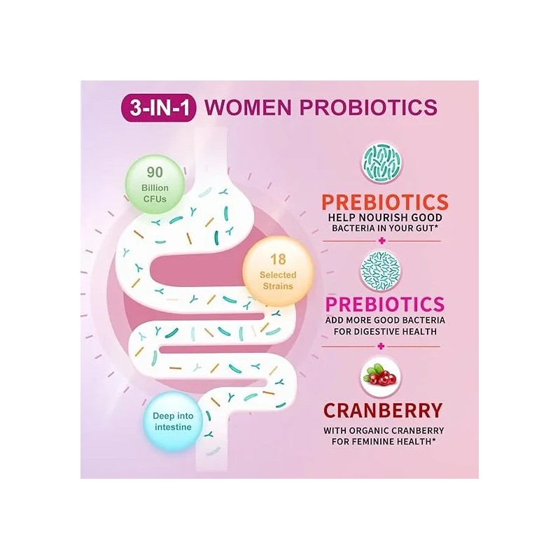 Probióticos Mujer Apoyo Para La Salud Femenina 90 Tabletas.