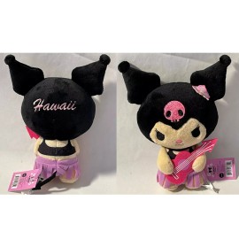 Sanrio 2021 KUROMI Dwarf Rabbit 6" HAWAII Plush Toy W/ Ukulele Skull Devil Tail Sanrio
