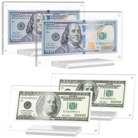Dollar Bill Frame Acrylic Display Holder Money Frame for Collectors Dollar Case Currency Ticket Protector Paper Money Frame for Bill Collection (4 Pack)