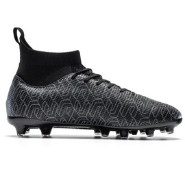 XGHRIAN Soccer Cleats Mens High-Top Spikes AG Outdoor Training Soccer Shoes Men Womens Cleats for Big Boys,Black,US Men 7