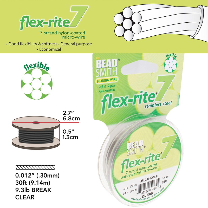 The Beadsmith Flex-Rite 7 Strand Nylon Coated, Stainless-Steel Beading Wire,