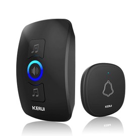 Wireless Doorbell Set, 300 m Range, IP66 Outdoor Waterproof Front Door Bell with 1 Plug-In Receiver, 32 Melodies, 4 Volume Levels, Plug-In Receiver & Bell Push Button