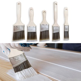 CINY 5PCS oblique mouth flat buckle repair brush, with Wooden handle, for Painting,window frame,Trim,Corner, Small Skirting Board Wall Ceiling Edging Trim Detail painting, Detail Work Cutting