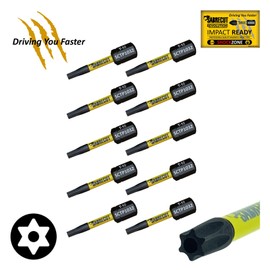 10 x SabreCut SCTP1032_10 32mm T10 TX10 Torx Tamper Proof Security Magnetic Impact Screwdriver Driver Bits Set Heavy Duty Compatible with Dewalt Milwaukee Bosch Makita and more
