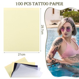 TOSAVGA 100 Sheets Tattoo Transfer Paper, A4 Stencil Paper, Tattoo Paper for Printing, Transfer Paper Tattoo for Commercial and Personal Use, Stencil Paper Tattoo