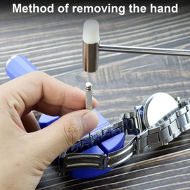 Watch Strap Tool, Watch Strap Shortening Repair Set, Watch Pin Remover with 9 Replacement Pins and 3 Pin Punches, 1 Piece Head Hammer for Watch Strap Adjustment, blue