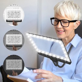 NZQXJXZ 5X Hands Free Lupe mit Licht hängenden Hals, 43 LED flexible Schwanenhals Full Page Vergrößerungsglas, 9.5 "x 7.5" große Lupe für das Lesen von kleinen Drucke & Low Vision Senioren mit alternden Augen