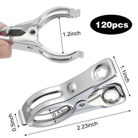 PercyEffie 120 Pcs 2" Stainless Steel Garden Shade cloth Clips Metal Heavy Duty Clamps Cloth Netting Tarp Row Cover Clips with Strong Grip for Shade Plant Cover and Various Hoops tarp clip Fix Plant