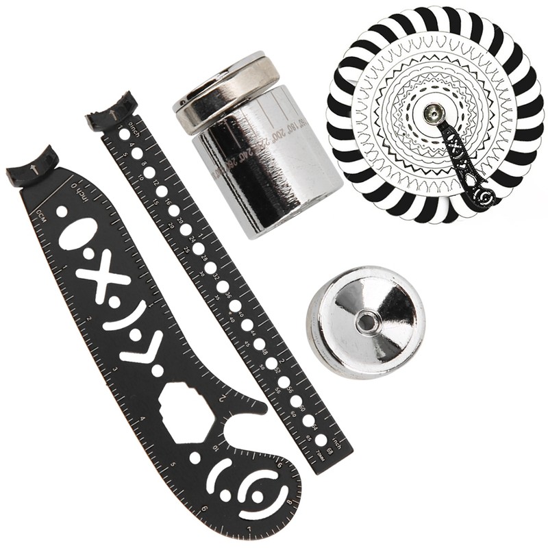 Black Iron Multifunction Drawing Ruler Tool Innovative Painting Magnetic Compass