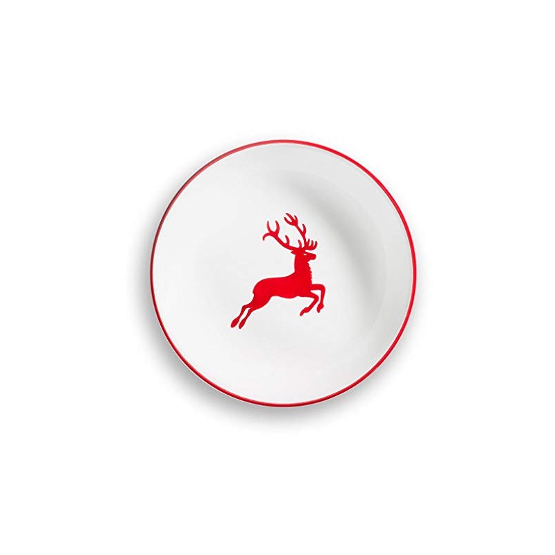 GMUNDNER KERAMIK Soup Plate Diameter 20cm Ruby Red Stag Handmade