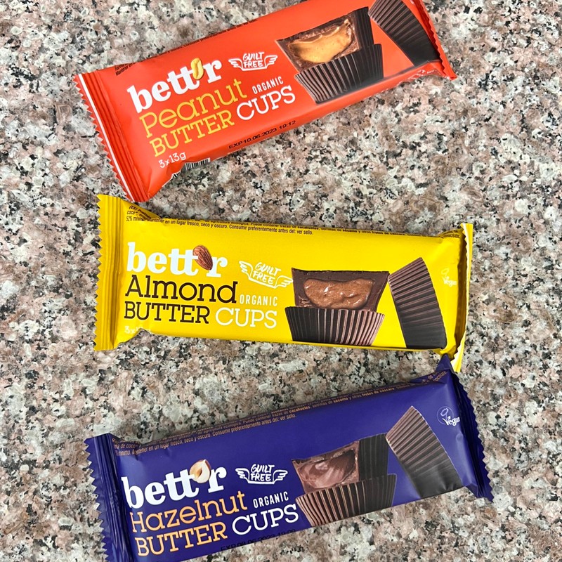 Bett’r Bio Hazelnut Butter Cups. 100% Vegan, Gluten free and