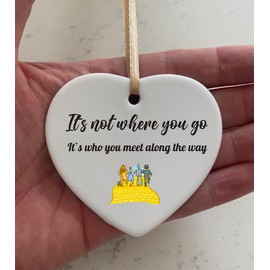 Where You Go Wizard Oz Quote Ceramic Heart With Gold Ribbon Plaque Gift Sign cr74