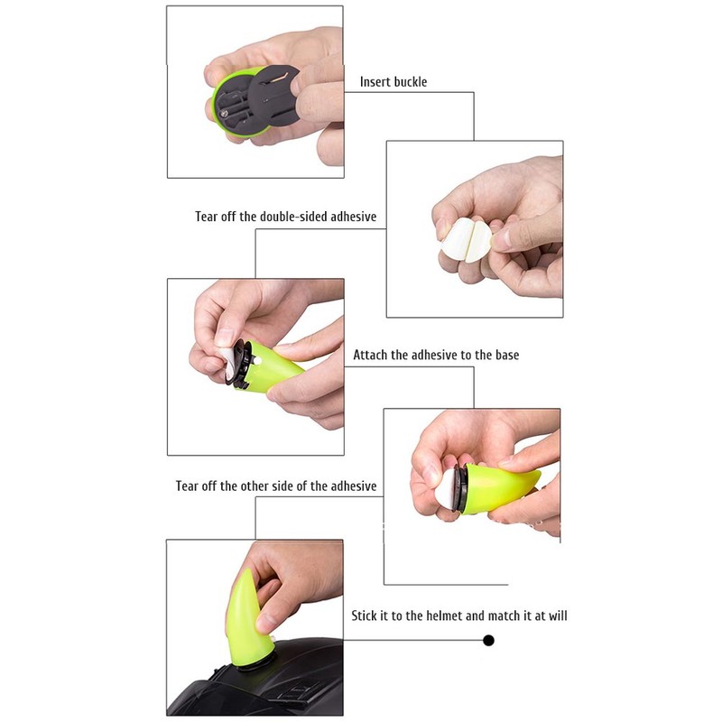 2Pcs Helmet Light Up Devil Horns Rechargeable with Quick Release