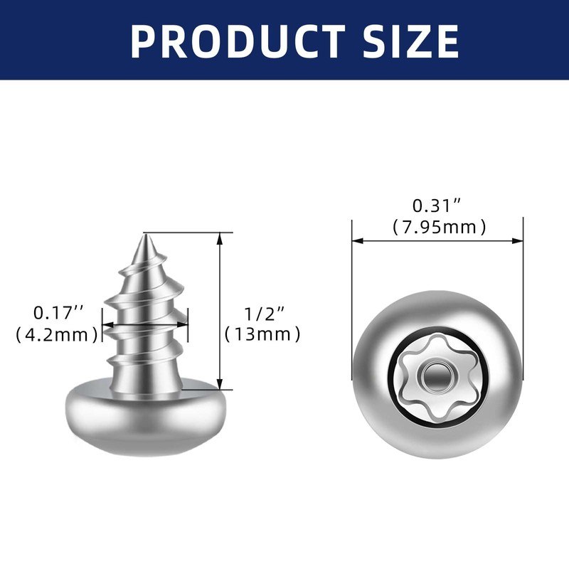 #8 x 1/2" Stainless Steel Button Head Torx Sheet Metal