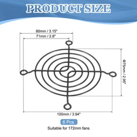 PATIKIL 80mm Fan Finger Grill, 6 Pack Metal Grill Protector Guard Fan Protective Cover for 80mm Exhaust Fans Equipment Computer DIY, Black