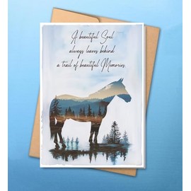 BiboStore88 A Beautiful Soul Always Leaves Behind A Trail Of Beautiful Memories! Card - Horse Sympathy Card - Memories Sympathy Card For Horse Lovers - Silhouette Horse Sympathy Card - Sympathy Card
