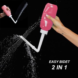 2IN1 Post-Birth Perineal Wash Bottle Portable Bidet 2Nozzle Intimate Wash for Women Perineal Bottle,Handheld Bidet Personal Bidet Travel Bidet with Short Nozzle+Long Nozzle,Water Seal Cap Storage Bag