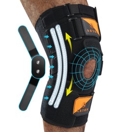 ABYON Knee Brace, Adjustable Knee Support for Men and Women, Hinge Springs, Double Reinforced Side Stabilisers, Support for Arthritis, Meniscus Tears, MCL/ACL Ligaments (XL)