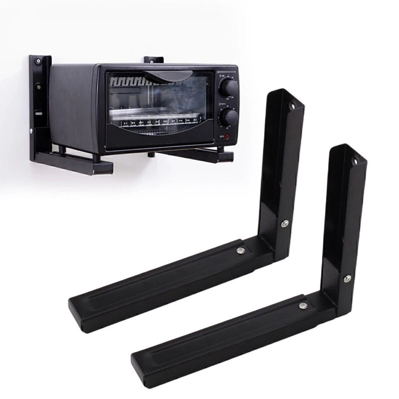 2x Adjustable Microwave Brackets Wall Mount Heavy Duty Shelf Carbon