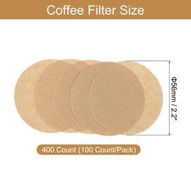 uxcell 400 Count 2.2" Round Coffee Filters, Disposable Paper Percolator Coffee Filters Natural Unbleached Wood Fiber,Suitable for Pour Over Coffee Filter Drip Coffee Maker Brown