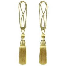 Andux 1 Pair Tassel Tie-Back Corded Rope Curtain Home Window Treatments Decor CLGQ-02 (Golden)