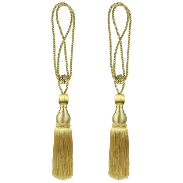 Andux 1 Pair Tassel Tie-Back Corded Rope Curtain Home Window