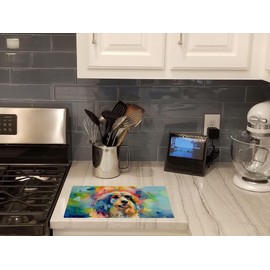 Caroline's Treasures DAC2448LCB Afghan Hound Hippie Dawg Glass Cutting Board Large Decorative Tempered Glass Kitchen Cutting and Serving Board Large Size Chopping Board
