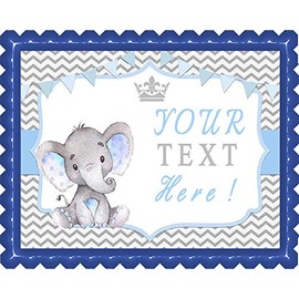 Mocsicka Boy Elephant Baby Shower - Edible Cake Topper - 7.5" x 10" (1/4 sheet) rectangular