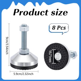 twinklemon 8PCS Heavy Duty Leveling Feet Carbon Steel Adjustable Leveling Feet for Shelving Machinery Devices Workbench Cabinet Furniture M12 Thread 2.36 Inch Dia Base 14,000 lb Total Load Capacity
