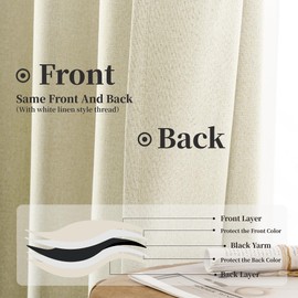 KangBang 100% Blackout Patio Door Curtains 84 Inch Wide, Pinch Pleat Modern Curtains for Cottage High Ceiling with Hooks, Faux Linen Textured Drapes Back Tab Rod Pocket 2 Panels,84Wx108L, Cream