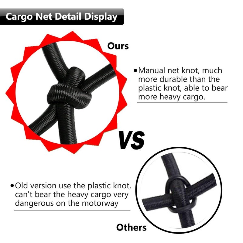 EZYKOO Cargo Nets 47" x 36",6mm Premium Bungee Cord Net,3"