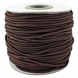 CleverDelights 2mm Brown Fabric Elastic Cord - 10 Yards - Crafts Beading Jewelry Stretch Shock Cording