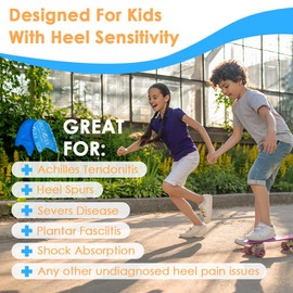 BIGGCOOL Heel Cups for Kids, Lightweight Heel Inserts for Shock Absorbing, Kids Heel Cups for Severs Disease, Heel Spurs, for Kid's with Sensitive Heels (Blue, S:Kid's Size 3-7/Women 4.5-6)
