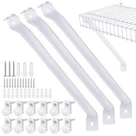 3-Pack 12-Inch Support Brackets for Wire Shelving Wire Shelf Brackets +12 Pcs Wire Shelf Clips, with Anchors and Pins for Installation Wire Shelving Support Brackets for Support Closet Wire