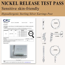 Morfetto Earrings 925 Silver Set for Multiple Piercing Dainty Earrings for Women 14 Carat Gold-Plated Hypoallergenic Hoop Earrings Drop Silver 925 Stud Earrings Cartilage Earring Set, Sterling Silver,