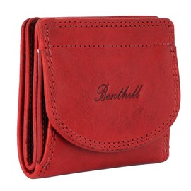 Benthill Small Wallet Genuine Leather RFID | Viennese Box Genuine Leather Women & Men | Mini Wallet with Gift Box, red, Classic