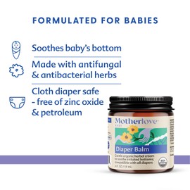 Motherlove Diaper Balm (4 oz) Organic Herbal Diaper Rash Cream—Cloth Diaper Safe, Zinc Oxide- & Petroleum-Free