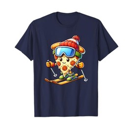 Kid's Ski Lesson Pizza Skier Skiing T-Shirt
