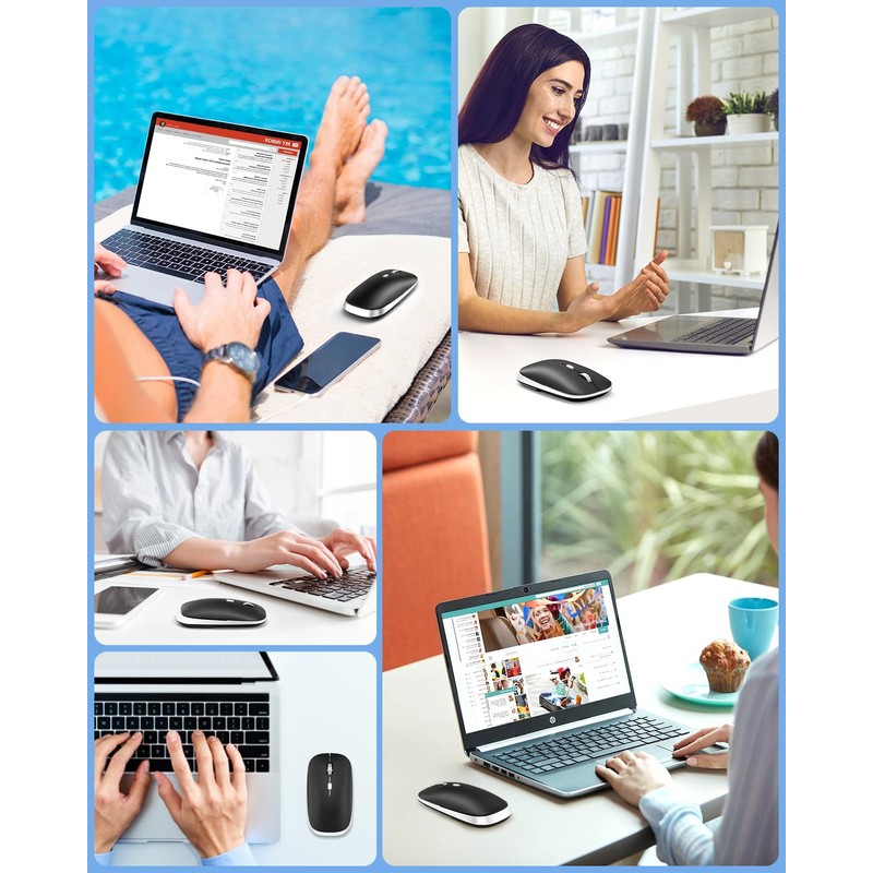 PINKCAT Mouse Bluetooth, Ratón Inalámbrico, Ultra-Ligero, Portátil, Diseño ergonómico, Clic