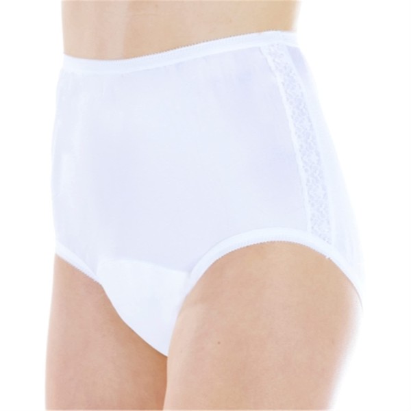 3-Pack Women's White Nylon and Lace Regular Absorbency Incontinence Panties 1X (Fits Hip 43-44")