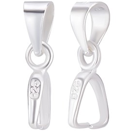 Beebeecraft 10Pcs/Box Pinch Bails Clasp 925 Sterling Silver Ice Pick Pinch Bails Dangle Charms Pendant Connector for Necklace Jewellery Making