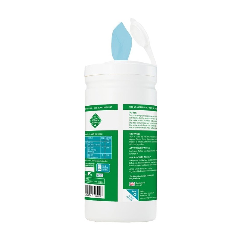 Jantex Green Probe Sanitiser Wipes Starter Tub 130mm (Pack of