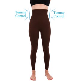Homma High Waist Compression Leggings for Women Tummy Control Postpartum Leggings Seamless Yoga Workout Pants Brown S