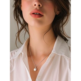 FindChic Sterling Silver Infinity Necklace for Women Freshwater Pearl Necklace Dainty Pendant Anniversary Valentine's Day Gift for Her